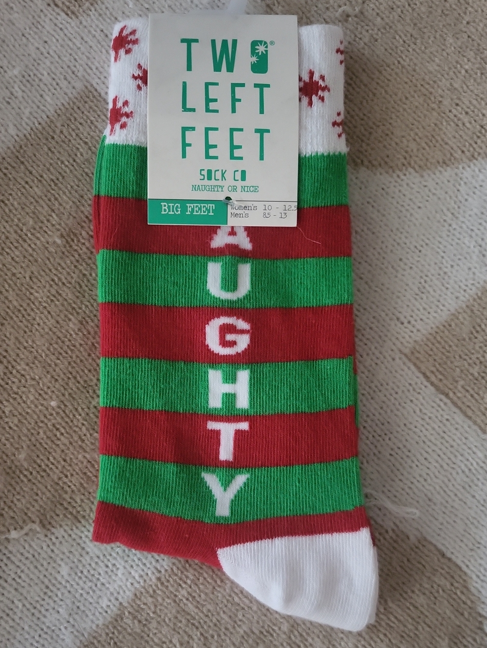 NEW💚 Naughty & Nice Holiday Crew Socks - Red & Green Stripe